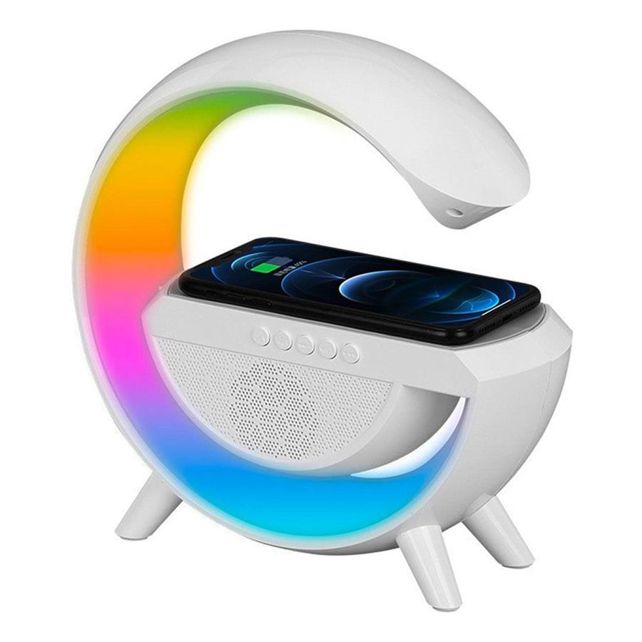 Lampara led colores, parlante y cargador inalambrico