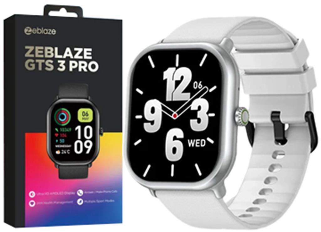 SMARTWATCH ZEBLAZE GTS 3 PRO FRECUENCIA CARDIACA SATURACION DE OXIGENO EN SANGRE Y SUENO CONTESTA LLAMADAS 260MAH BLUETOOTH 5.2PANTALLA 1.97 PULGADAS BLANCO