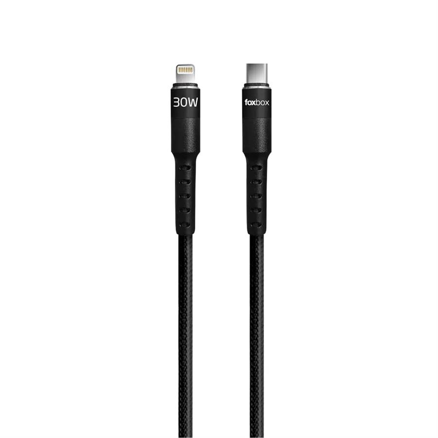 CABLE FOXBOX ROUND PRO LIGHTNING A TYPE-C NEGRO 125M