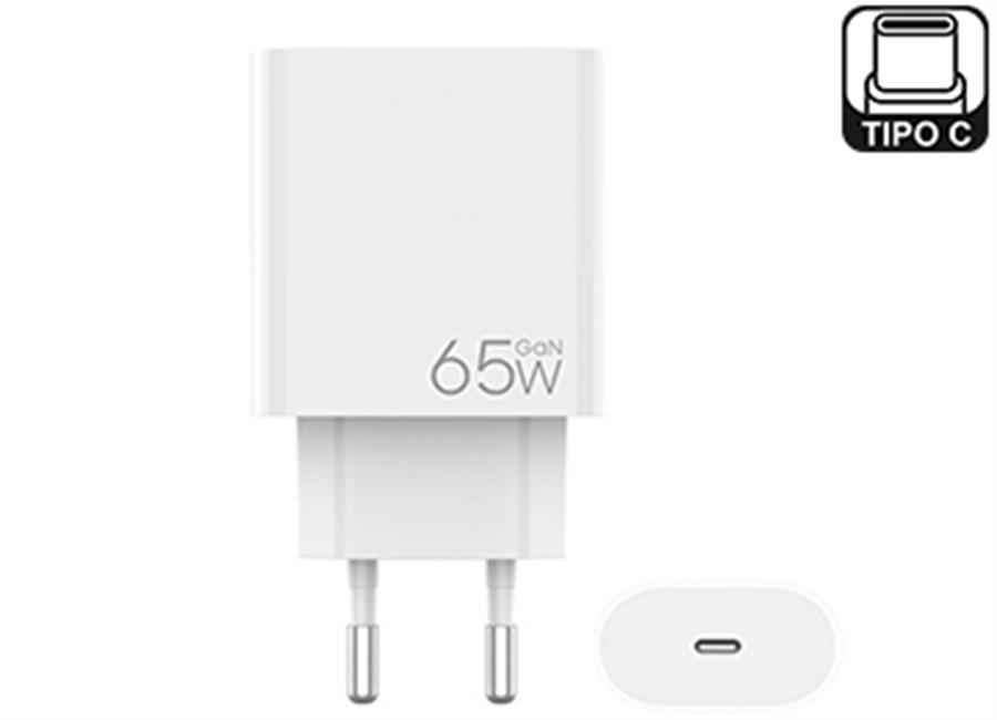 CARGADOR 220V 5V 9V 12V 15V 20V USB TIPO C H 65W PD65W CARGA RAPIDA PATAS REDONDAS NO INCLUYE CABLE