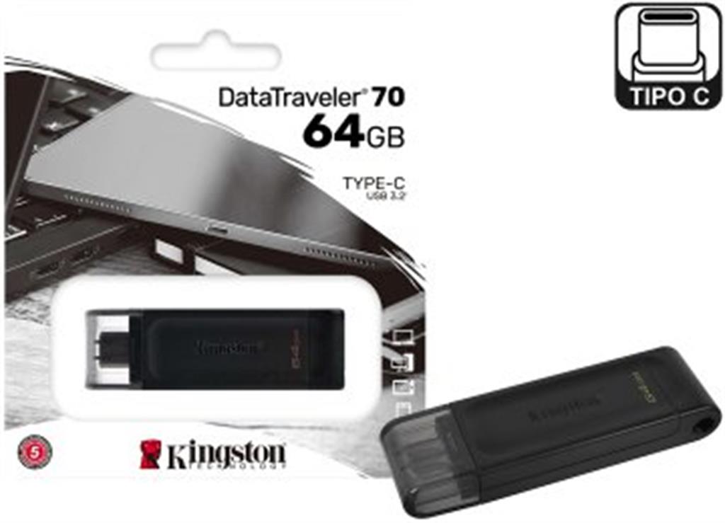 PENDRIVE 64GB KINGSTON DATATRAVELER DT70 TIPO C 3.2 GEN 1