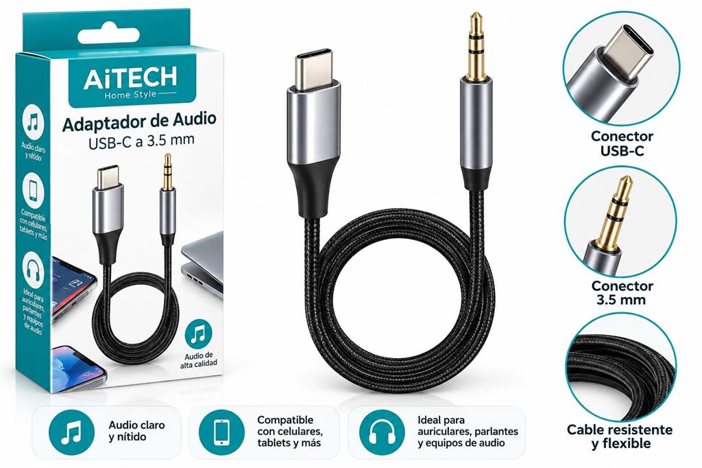 ADAPTADOR DE AUDIO 3.5MM A USB-C AITECH