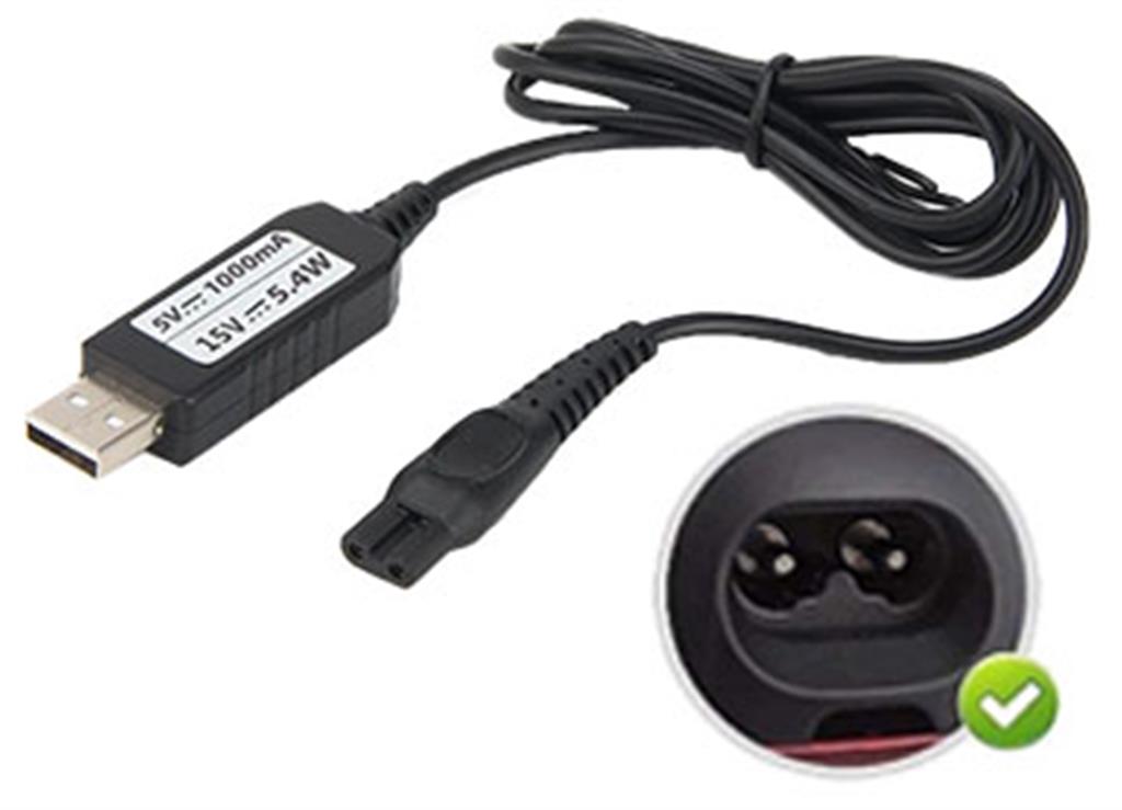 CABLE USB A INTERLOCK MINI OCHO 15V 0.36A 5.4W PARA AFEITADORA PHILIPS HQ8505 AT895 S5000 HQ7310 HQ6070 PT720 PT725 AT798