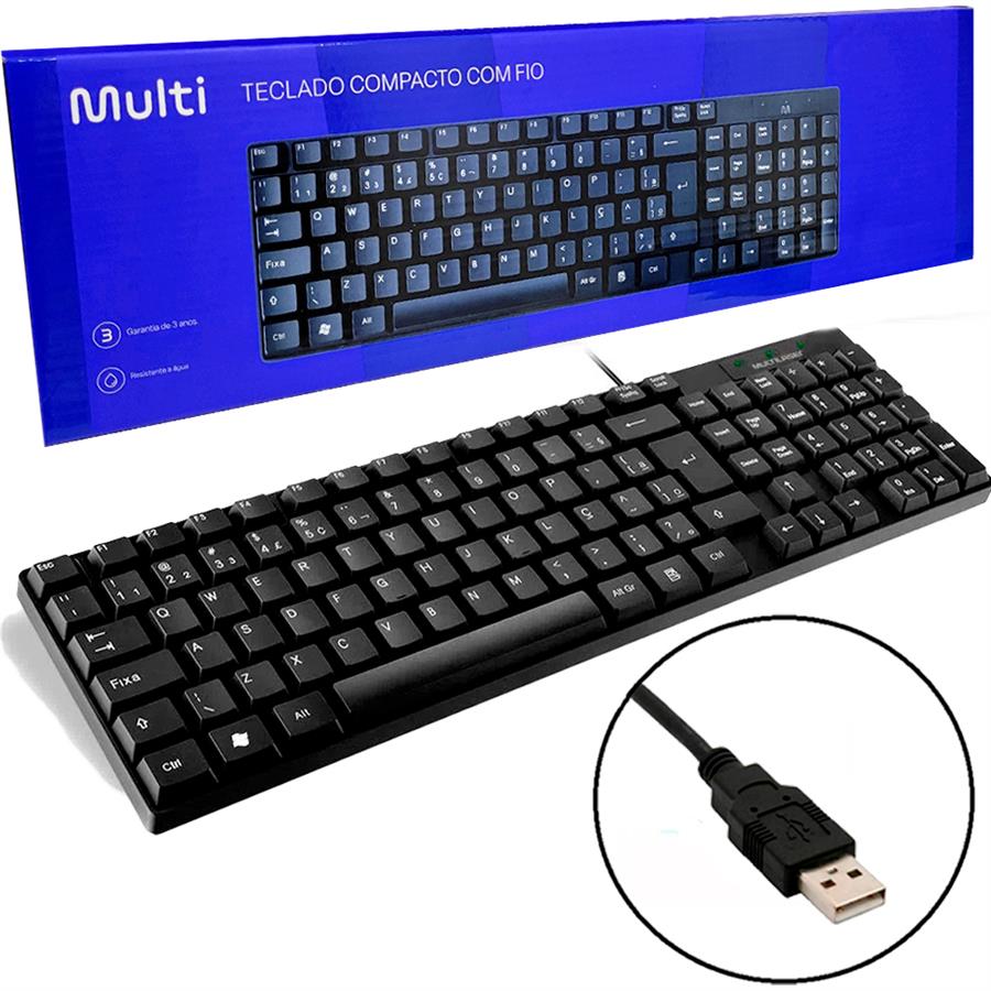 TECLADO MULTILASER TC501 CON CABLE USB 1.2MTS NEGRO