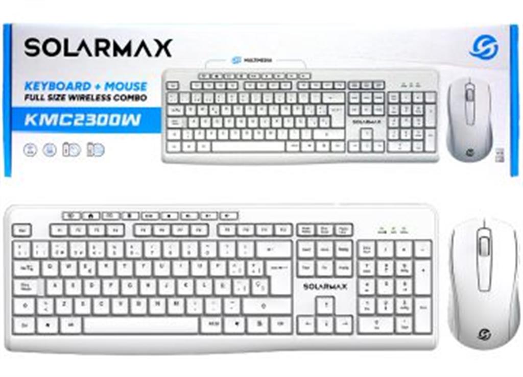 KIT TECLADO + MOUSE SOLARMAX KMC2300W 2.4GHZ TECLADO 113 TECLAS ESPANOL LLEVA 1XAAA MOUSE 800 1000 1200DPI 1XAA NO INCLUIDAS INALAMBRICO BLANCO