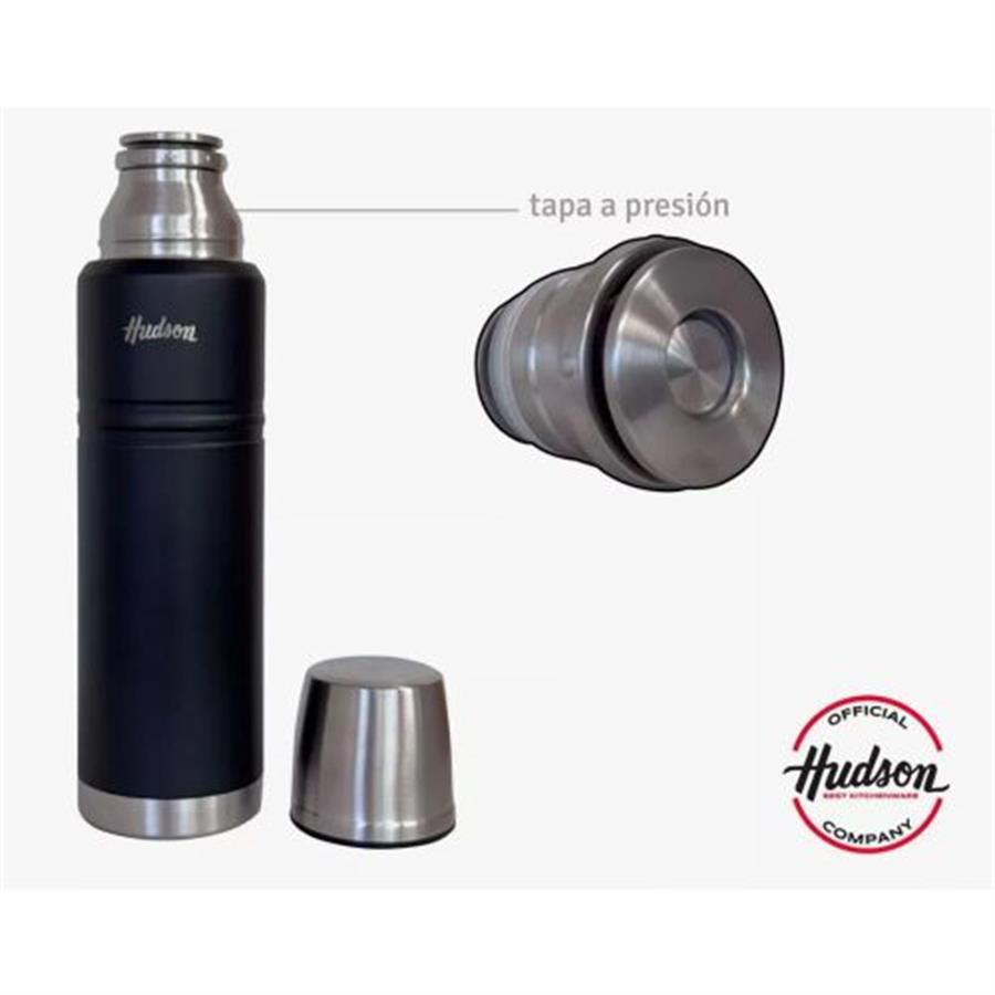 Termo HUDSON 1LT TAPON PUSH ACERO