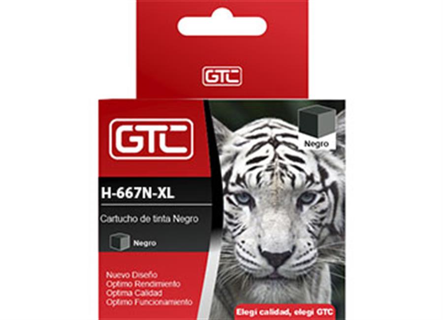CARTUCHO GTC P/ HP 667 XL NEGRO 22ML DESKJET 1275 2375 2376 2775 2776 6475 6476