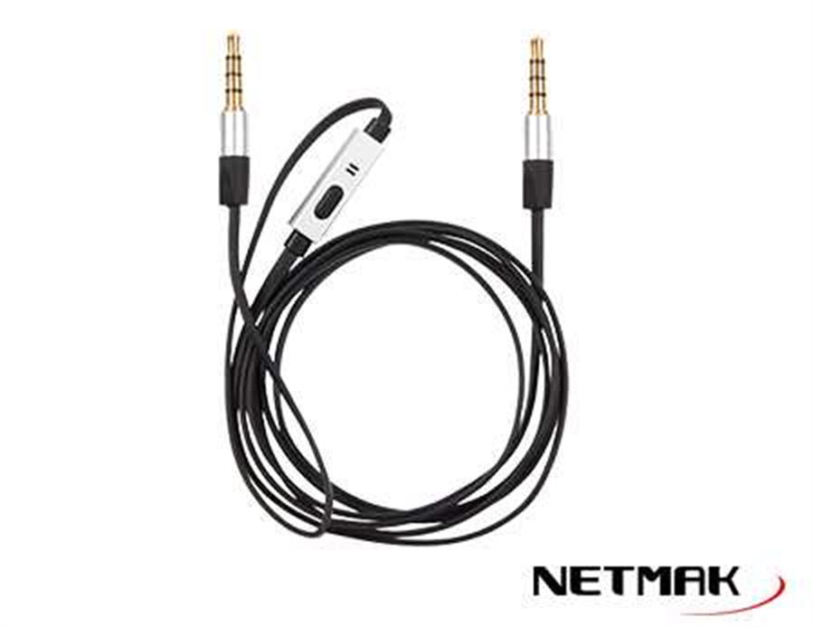 Cable 3.5mm a 3.5mm con control de micrófono NETMAK NM-MIC15