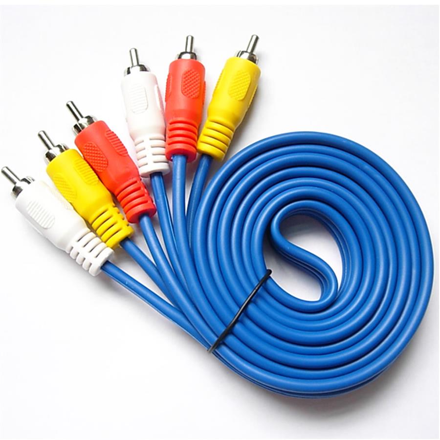 CABLE DE AUDIO Y VIDEO - 3 RCA M A 3 RCA M 1.5 METROS CABLE AZUL