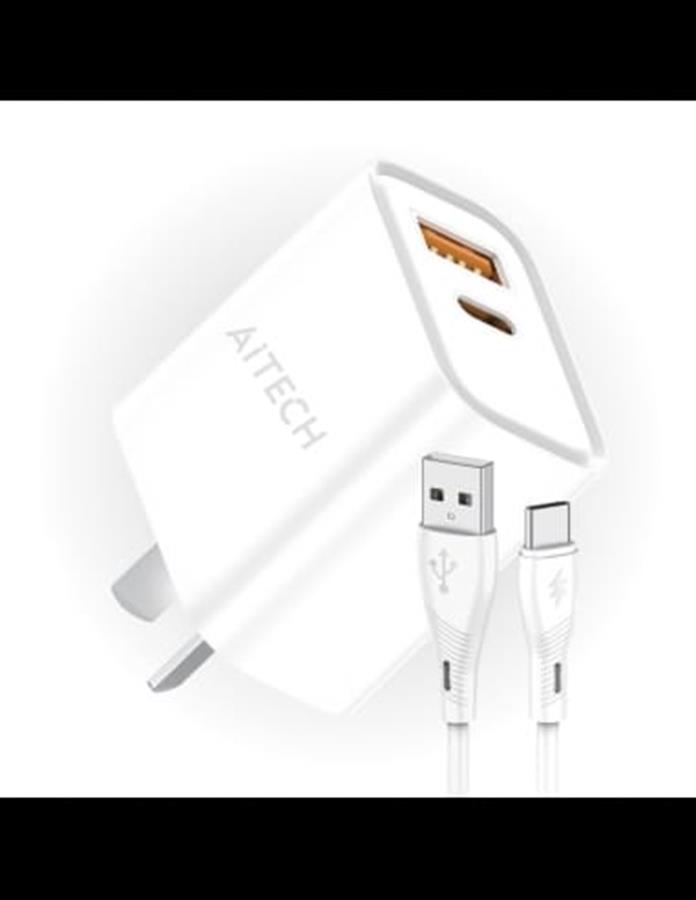 CARGADOR CON CABLE TIPO C AITECH CARGA RAPIDA 45W