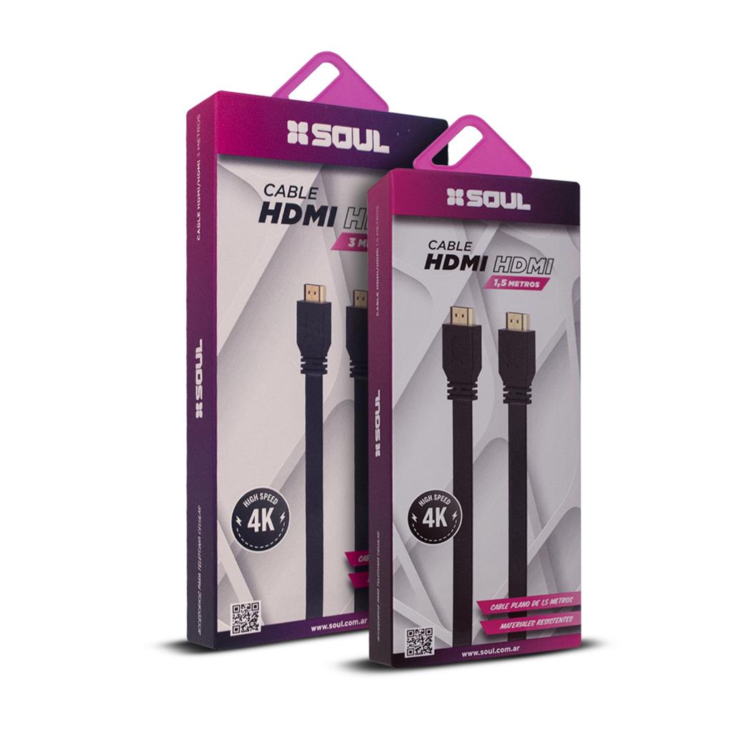 Cable HDMI a HDMI SOUL reforzado 3MT 4K
