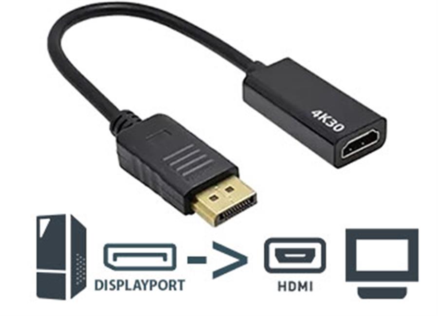 ADAPTADOR DISPLAYPORT M A HDMI H - NO ES BIDIRECCIONAL - 4K 30HZ 1080P