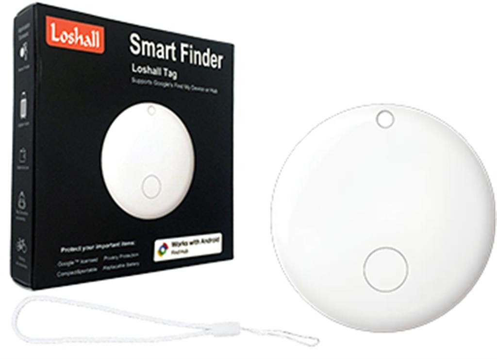 LOCALIZADOR RASTREADOR ANDROID LOSHALL BLUETOOTH USA 1XCR2032 Y CORREA INCLUIDA BLANCO - SOLO FUNCIONA CON TELEFONOS ANDROID A TRAVES DE GOOGLE FIND MY DEVICE - TRACKER SMART FINDER SMARTTAG TAG