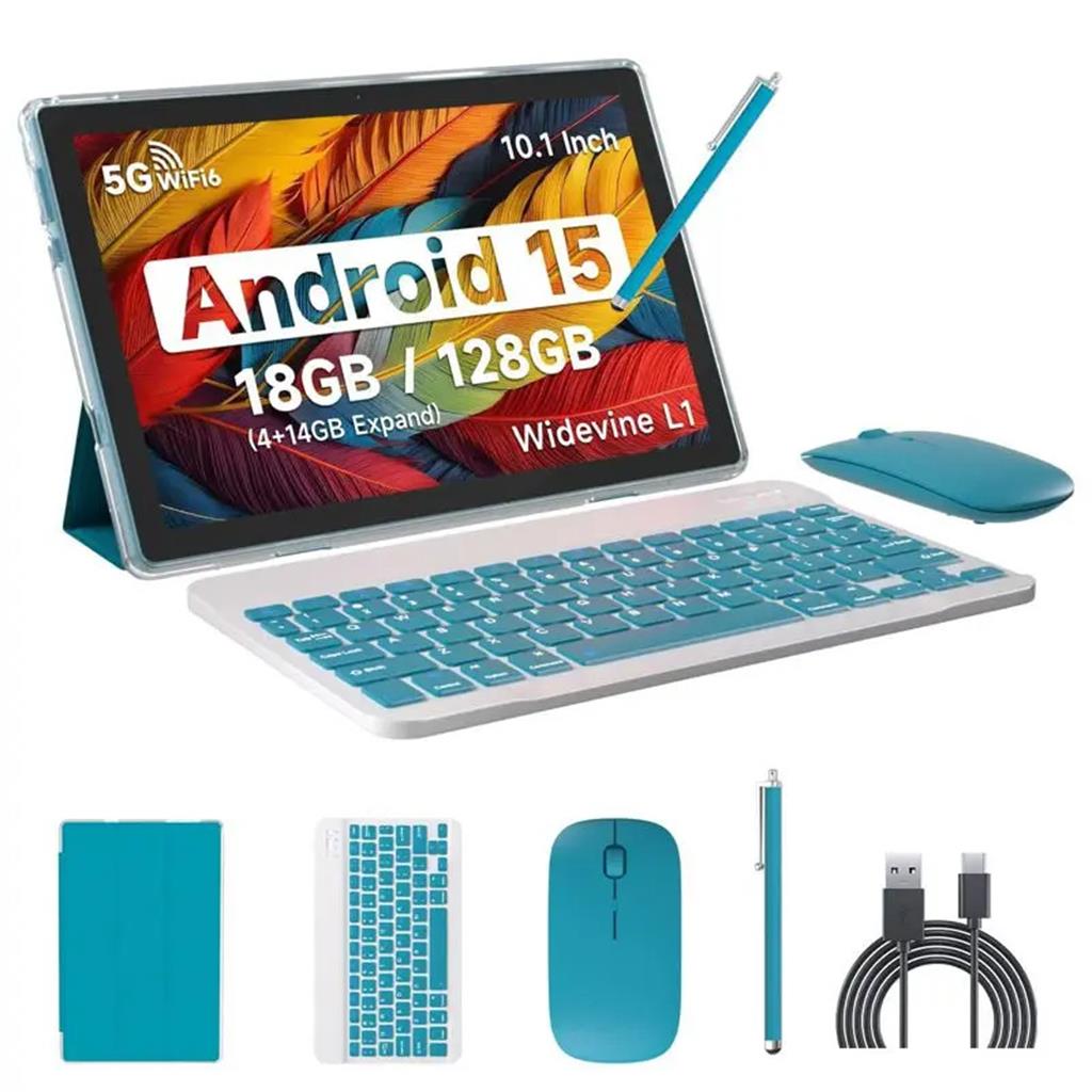 Tablet IWEGGO 10" Android 15 - 18GB RAM - 128GB almacenamiento - INCLUYE TECLADO + FUNDA + MOUSE