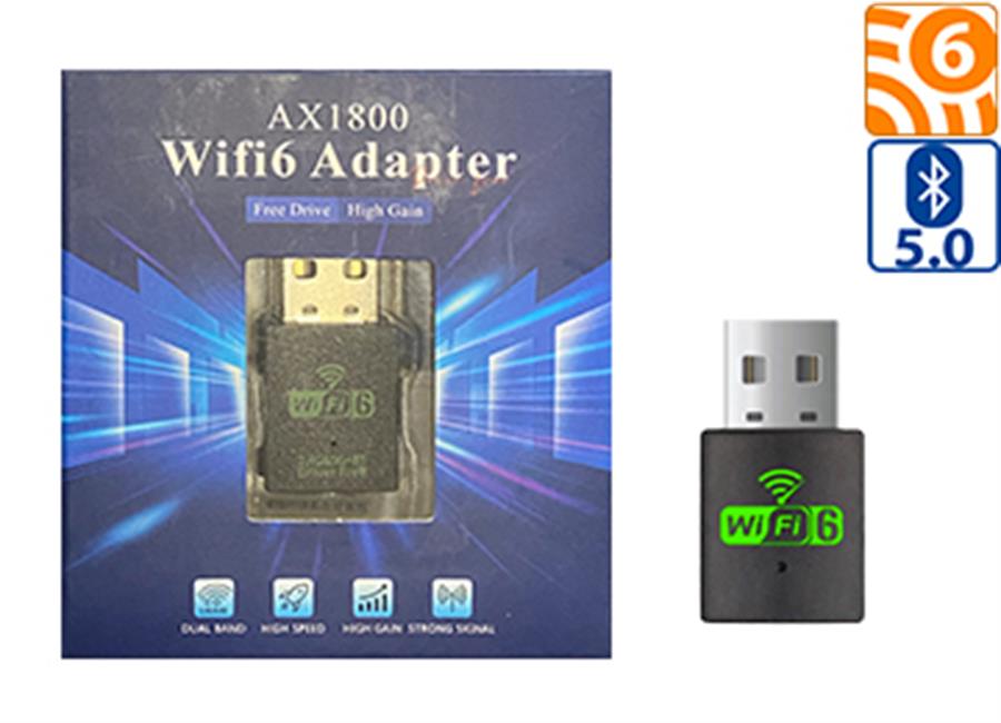 PLACA DE RED WIFI USB WIFI 6 AX1800 DUAL BAND 2.4GHZ 5GHZ 1200MBPS 3 DBI BLUETOOTH 5.0