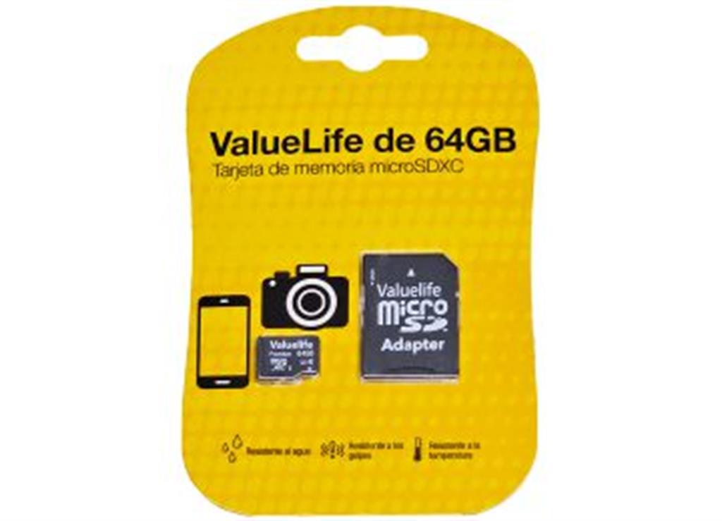 MICROSD 64GB CLASE 10 VERBATIM VALUELIFE 533X V10 U1 80MB CON ADAPTADOR A SD