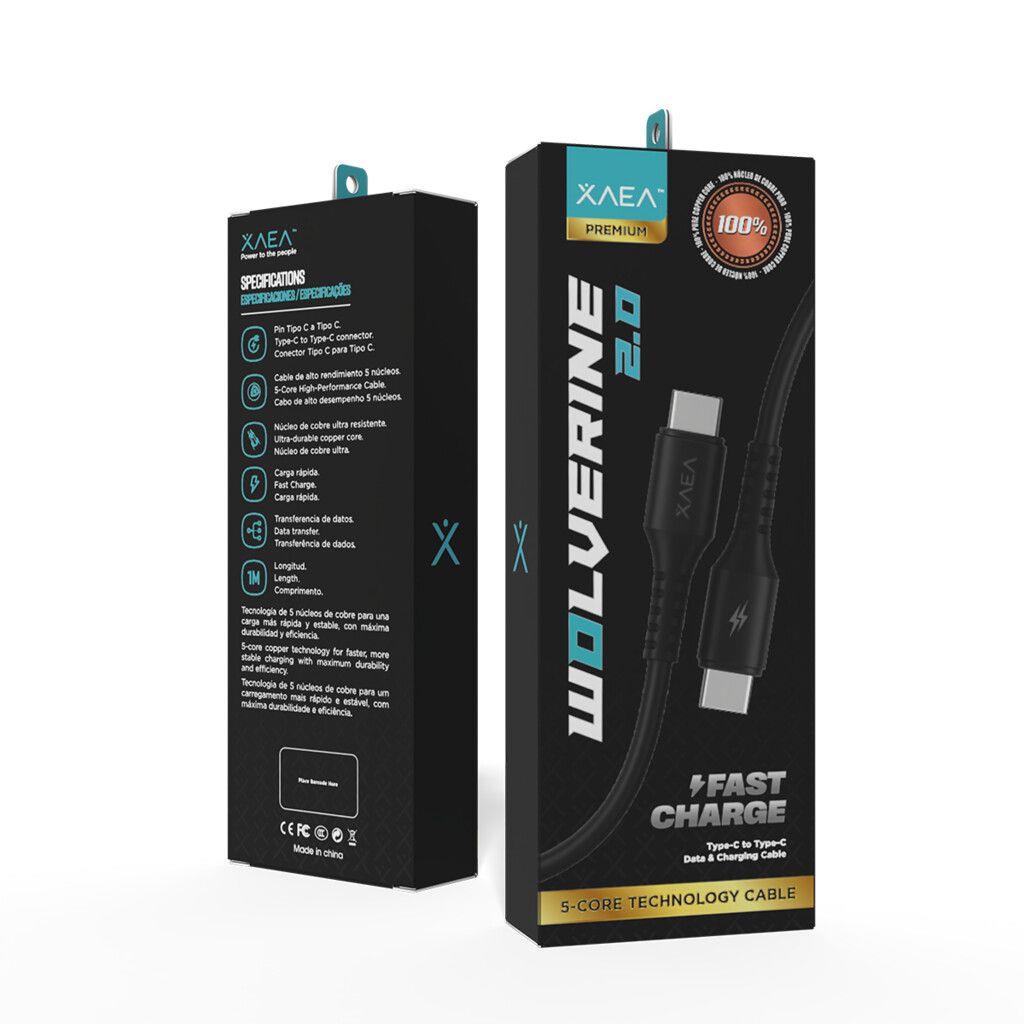 CABLE WOLVERINE TIPO C A TIPO C MODX-008R – XAEA – NEGRO