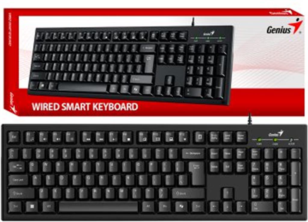 TECLADO GENIUS KB-100 SMART CABLE USB 1.3MTS MULTIMEDIA TECLA COPILOT NEGRO