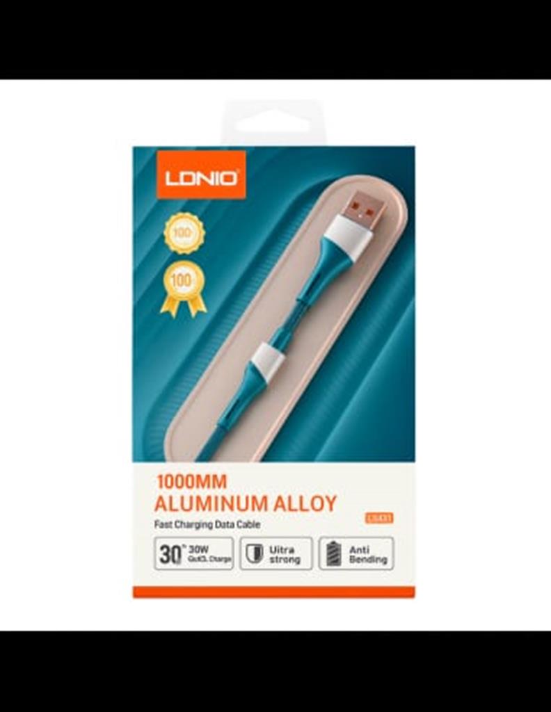 CABLE LDNIO LS631 FAST CHARGER 30W USB USB-C AZUL