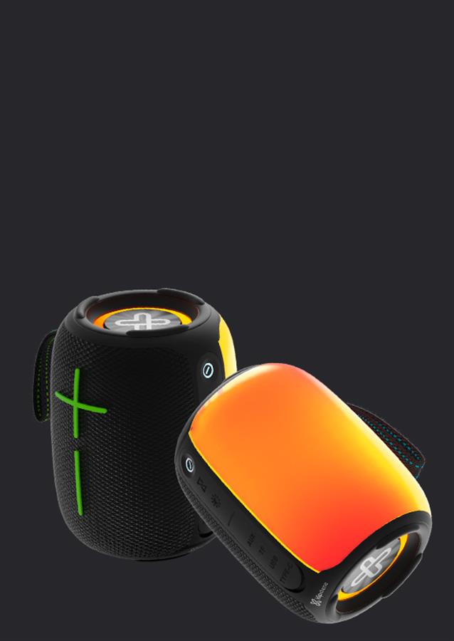 PARLANTE KLIPXTREME ZOUNDFIRE PORTATIL STEREO TRUE BT LED LIGHT 16HS - 12W - IPX6 RGB (KBS-250BK)