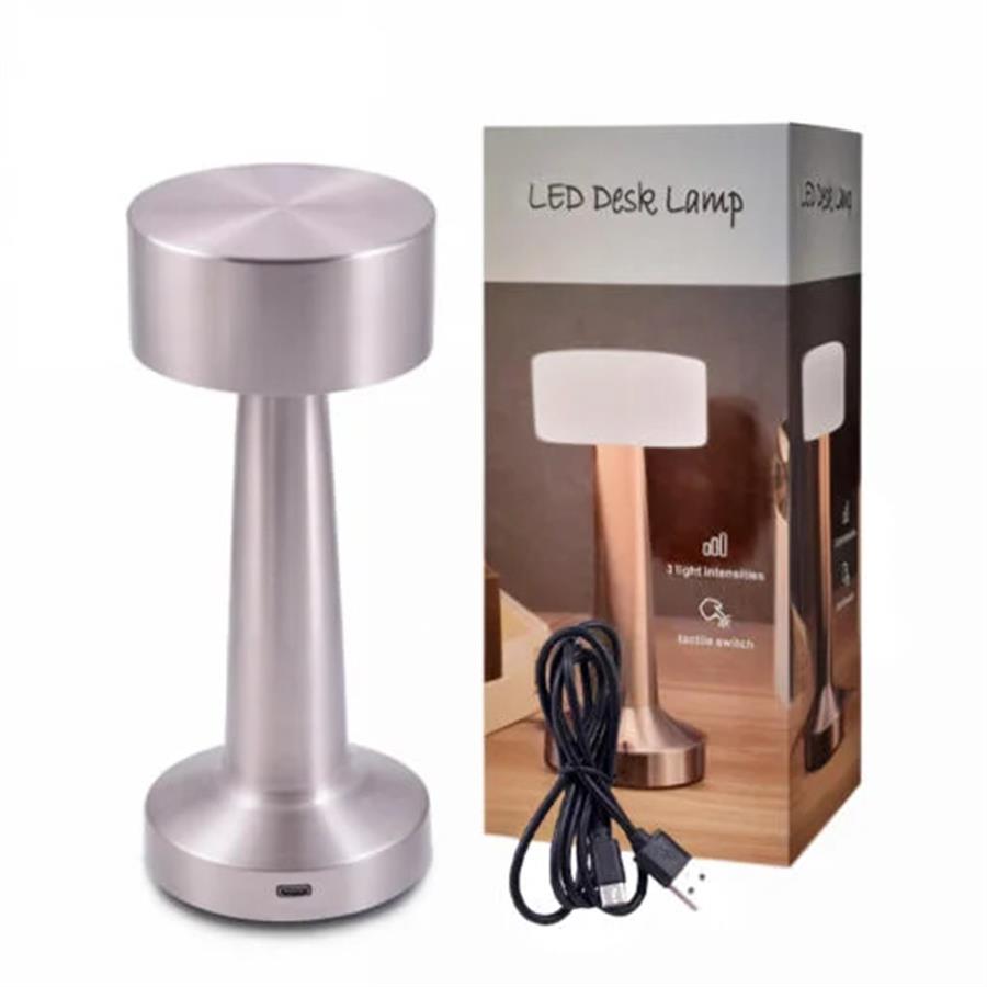LAMPARA MESA 23C ACERO TOUCH LED 3POS.USB